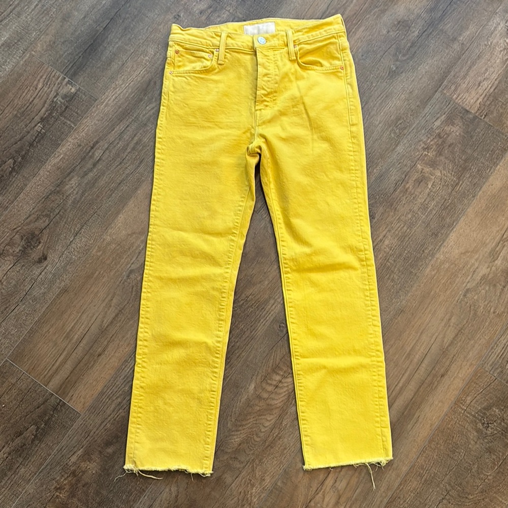 MOTHER Yellow Ankle Cropped Jeans